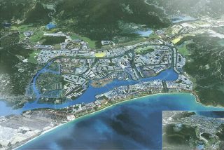 Phối cảnh tổng thể dự án Vinhomes Cam Lâm với hệ thống sông hồ bao quanh